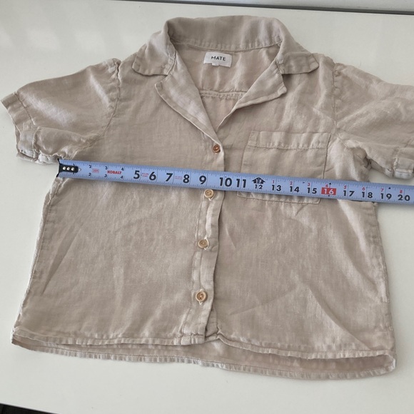 Mate the Label Logan Linen Top Boxy Button Down Short Sleeve Top Small - Picture 8 of 8